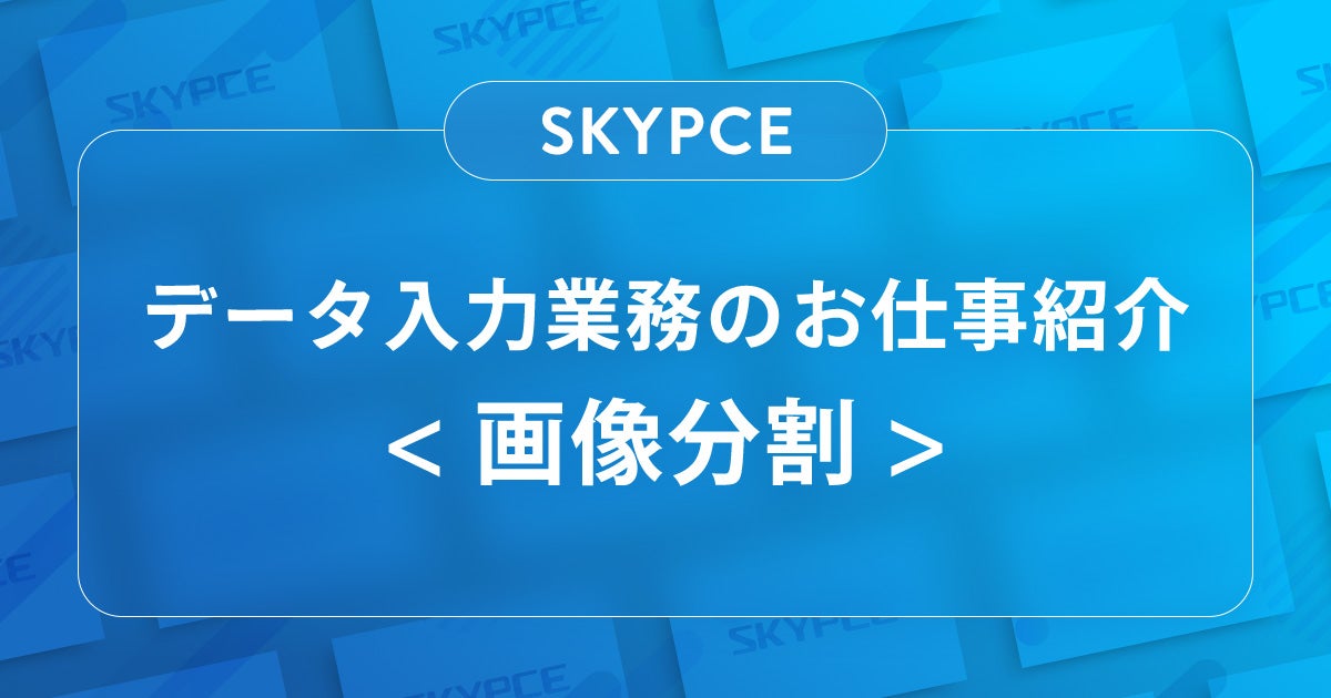 【SKYPCE部SKYPCEサポート課】データ入力業務のお仕事紹介 ＜画像分割＞