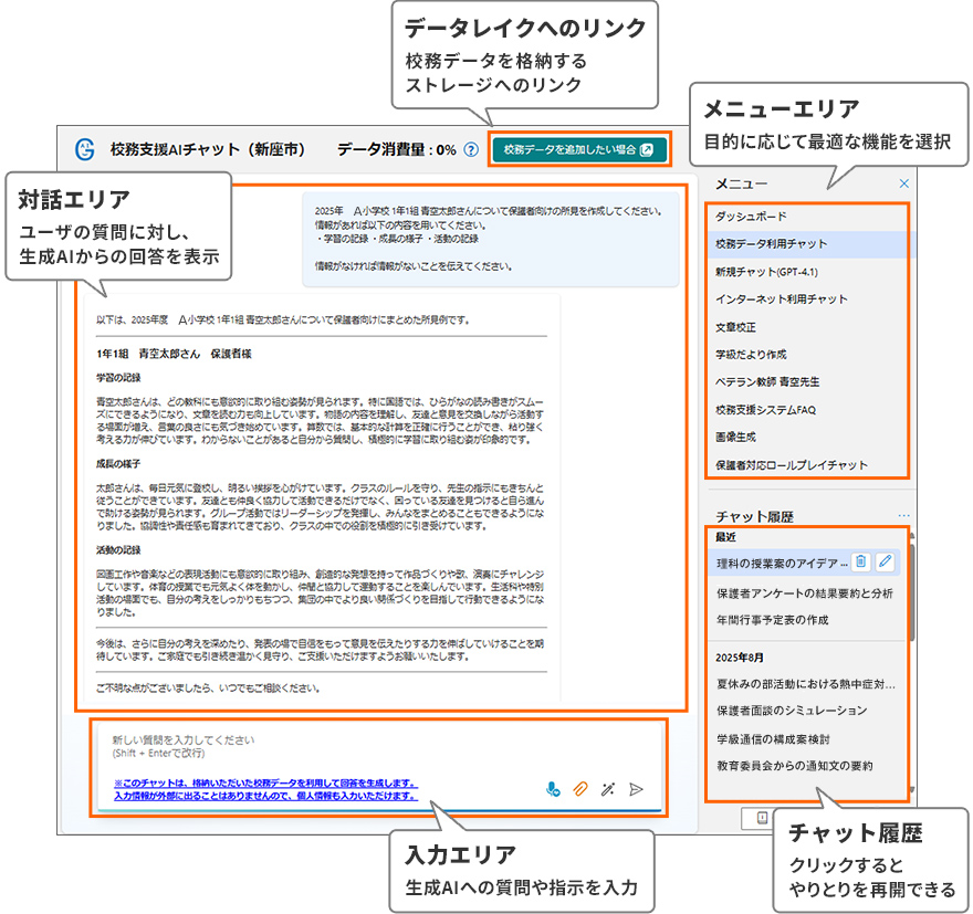 Ｓｋｙ株式会社が提供した生成AIシステムの画面
